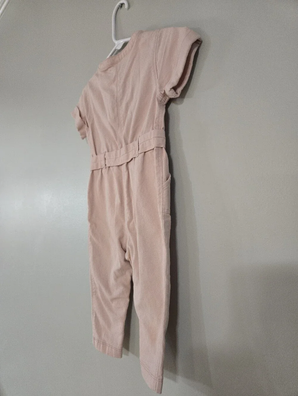 Old Navy Baby Girls Pink Utility Jumpsuit Romper 12-18M Belted Button Front